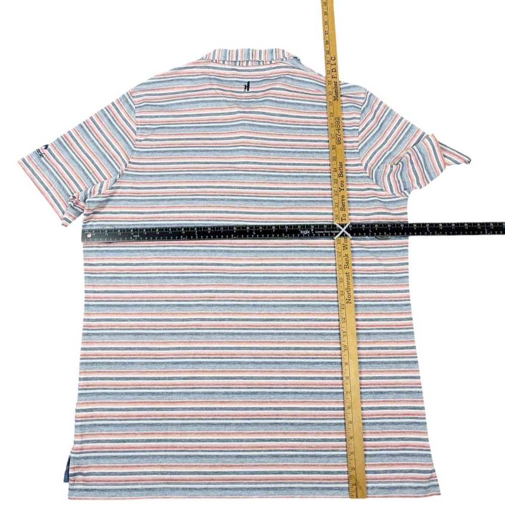 Johnnie O Performance Stripe Polo Shirt Mens XL Blue Coral Gully Golf Preppy USA - Picture 9 of 9